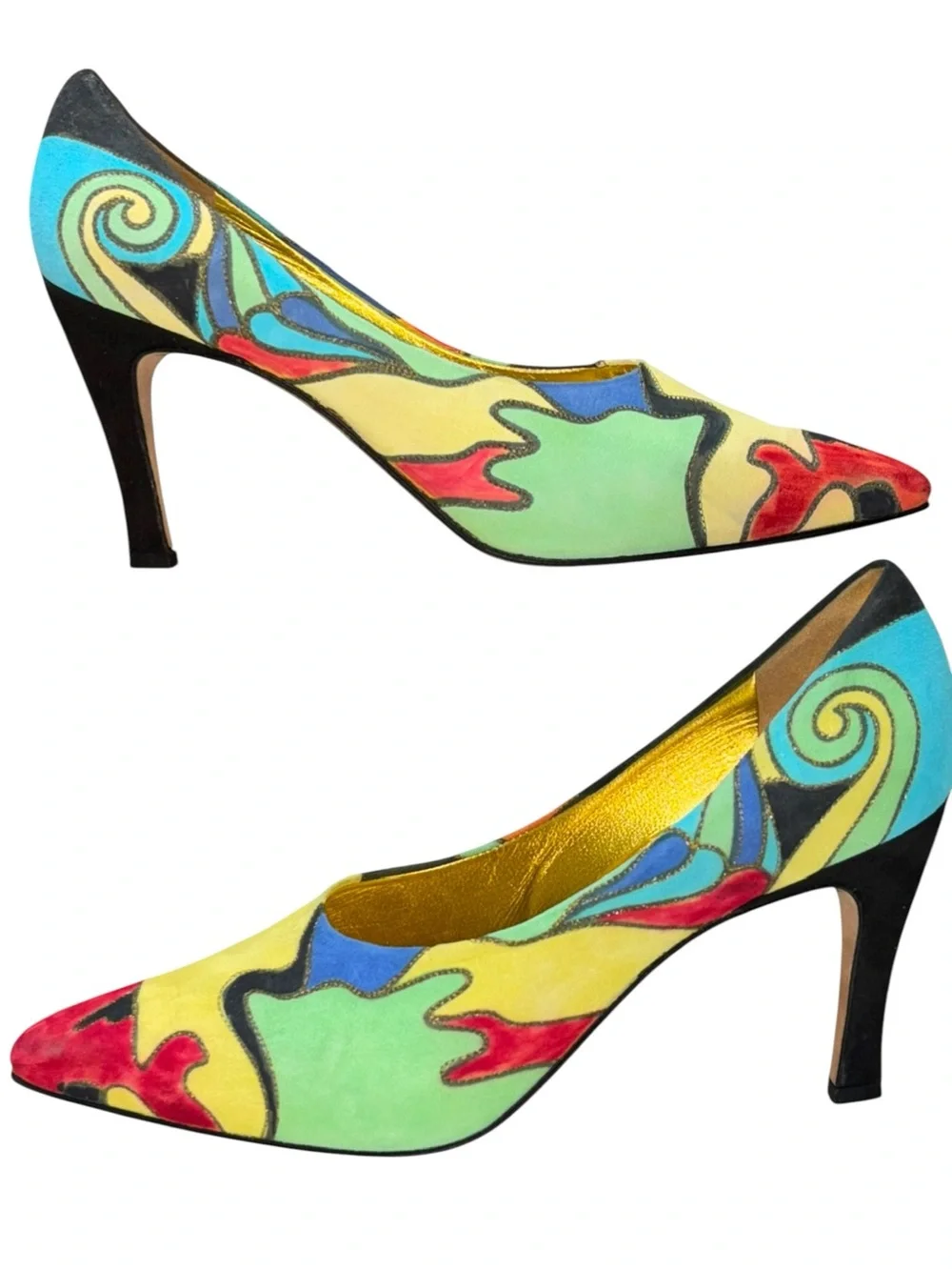 Via Spiga Vintage Italy Hand Painted Suede Pointed Toe Stiletto Pumps 9.5B